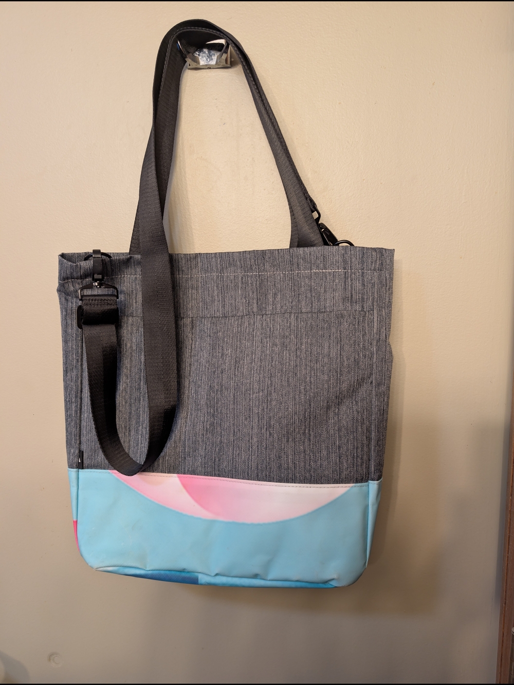 Rareform Cora Gray Tote with Blue and Pink Accent - Picture 2 of 8